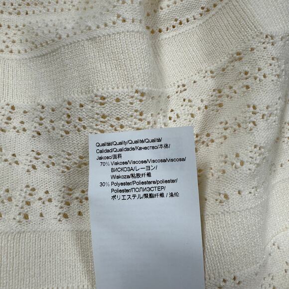 Boss Hugo Boss C Feli Pointelle Fit and Flare Sweater Dress White Women's Size L - Picture 11 of 12